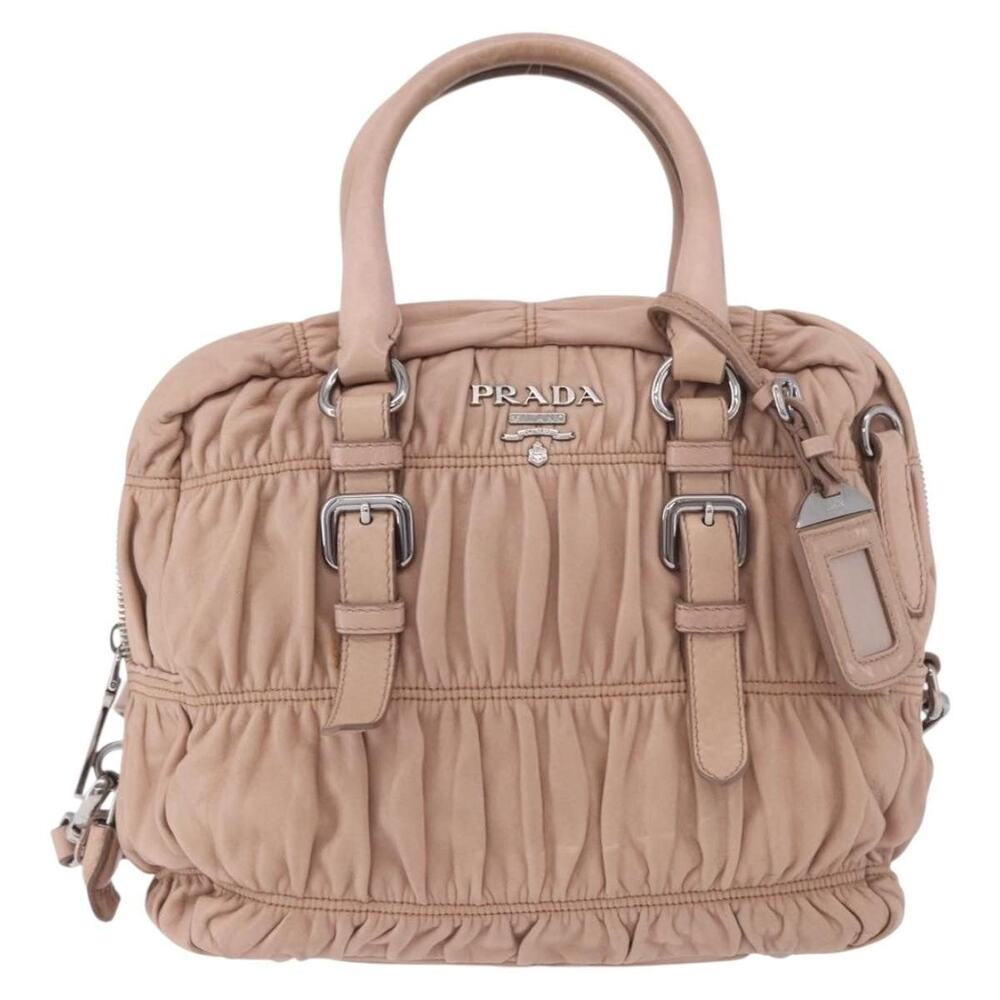 Prada Leather Gathered Handbag Pink